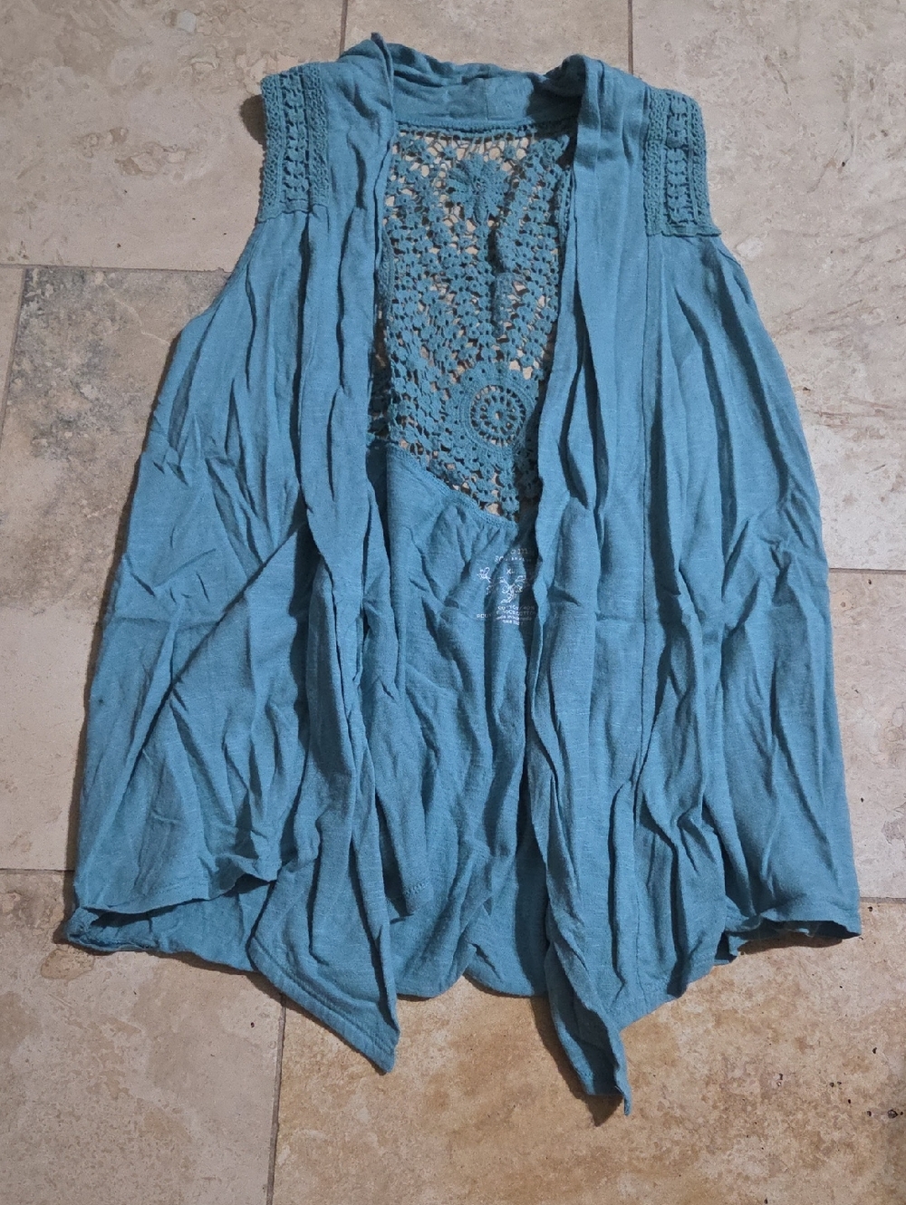SoNoma Size XL Teal Crochet Boho Vest